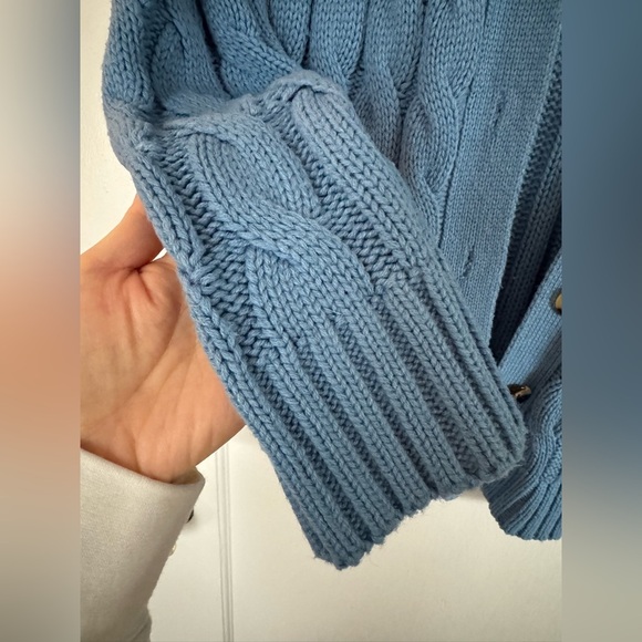 Cozy Blue Cable Knit Cardigan - Picture 4 of 7